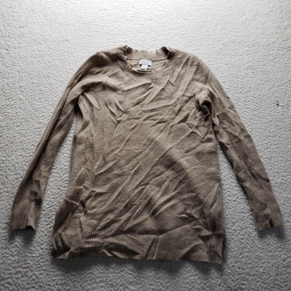 Kenar Sweater Womens Small Beige Crew Neck Long Sleeve Cashmere Knit Pullover